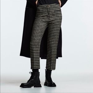 Houndstooth Cropped Highrise Tweed Trousers Size S
